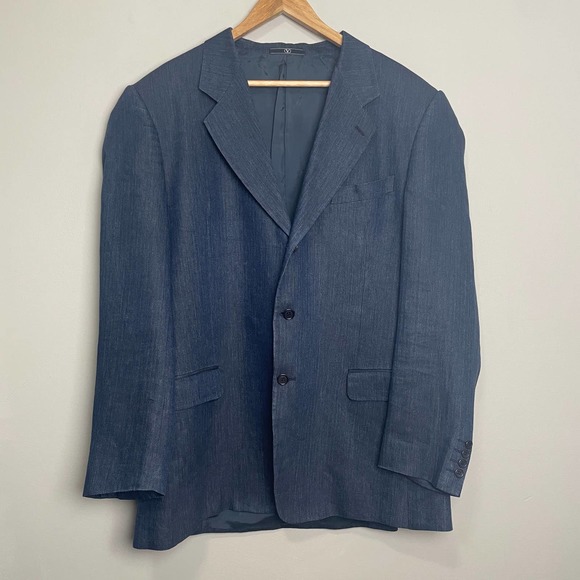 Valentino Other - Valentino Blue Linen Three Button Single Breast Blazer 44L